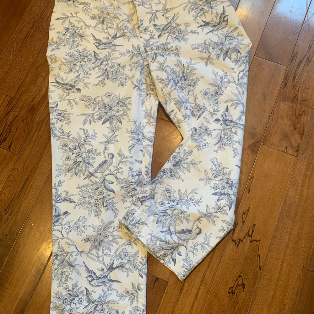 Floral toile Print Pants by Ralph Lauren  in Blue and White size 10p